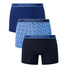 Emporio Armani Unterwäsche Boxershorts Stretch Cotton blau/dunkelblau gemustert Herren - 3 Stück