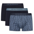 Emporio Armani Unterwäsche Boxershorts Trunk Cotton dunkelblau gemustert Herren - 3 Stück