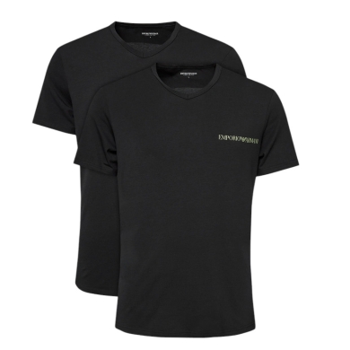 Emporio Armani Shirt V-Ausschnitt Stretch (95% Baumwolle) Unterwäsche schwarz Herren - 2er Pack