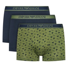 Emporio Armani Unterwäsche Boxershorts Trunk Cotton dunkelblau/grün gemustert Herren - 3 Stück