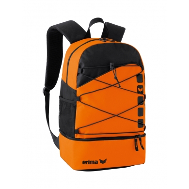 Erima Rucksack Club 5 - Multifunktionsrucksack mit Bodelfach - orange/schwarz 30x18x45cm