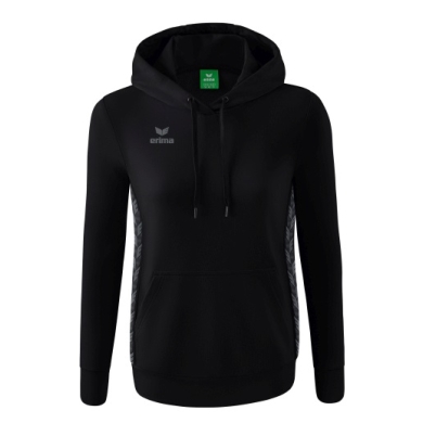 Erima Kapuzenpullover Essential Team (weiche Baumwolle, Rippbündchen) schwarz/grau Damen