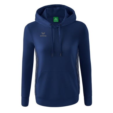 Erima Kapuzenpullover Essential Team (weiche Baumwolle, Rippbündchen) navyblau/grau Damen