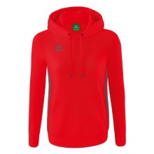 Erima Kapuzenpullover Essential Team (weiche Baumwolle, Rippbündchen) rot/grau Damen