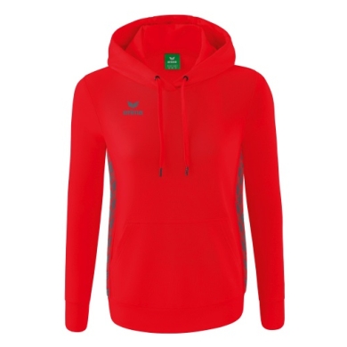 Erima Kapuzenpullover Essential Team (weiche Baumwolle, Rippbündchen) rot/grau Damen