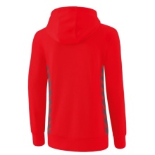 Erima Kapuzenpullover Essential Team (weiche Baumwolle, Rippbündchen) rot/grau Damen