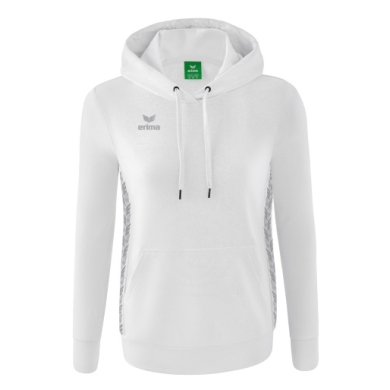 Erima Kapuzenpullover Essential Team (weiche Baumwolle, Rippbündchen) weiss/grau Damen