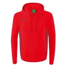 Erima Kapuzenpullover Essential Team Kapuzensweat (weiche Baumwolle, Rippbündchen) rot/grau Jungen