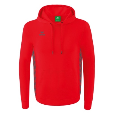 Erima Kapuzenpullover Essential Team Kapuzensweat (weiche Baumwolle, Rippbündchen) rot/grau Jungen