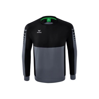 Erima Sport-Langarmshirt Six Wings Sweatshirt (Baumwollmix, funktionell) grau/schwarz Jungen