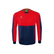 Erima Sport-Langarmshirt Six Wings Sweatshirt (Baumwollmix, funktionell) navyblau/rot Jungen