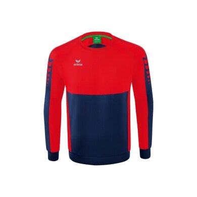 Erima Sport-Langarmshirt Six Wings Sweatshirt (Baumwollmix, funktionell) navyblau/rot Herren