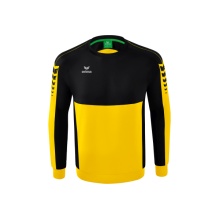 Erima Sport-Langarmshirt Six Wings Sweatshirt (Baumwollmix, funktionell) gelb/schwarz Jungen