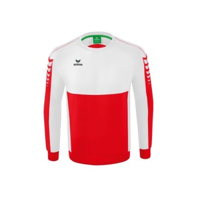 Erima Sport-Langarmshirt Six Wings Sweatshirt (Baumwollmix, funktionell) rot/weiss Herren