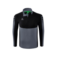 Erima Sport-Langarmshirt Six Wings Trainingstop (100% Polyester, Stehkragen, 1/2 Zip) grau/schwarz Herren