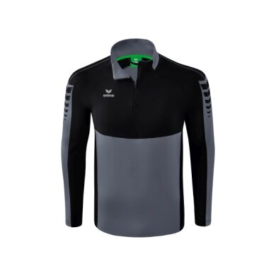 Erima Sport-Langarmshirt Six Wings Trainingstop (100% Polyester, Stehkragen, 1/2 Zip) grau/schwarz Jungen