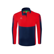 Erima Sport-Langarmshirt Six Wings Trainingstop (100% Polyester, Stehkragen, 1/2 Zip) navyblau/rot Herren