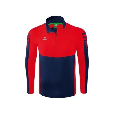 Erima Sport-Langarmshirt Six Wings Trainingstop (100% Polyester, Stehkragen, 1/2 Zip) navyblau/rot Herren