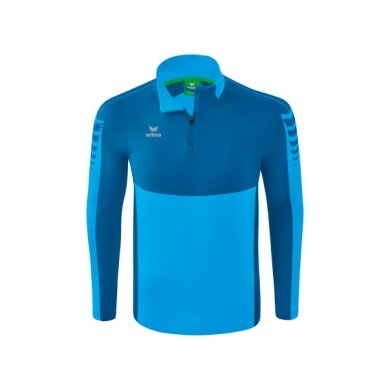 Erima Sport-Langarmshirt Six Wings Trainingstop (100% Polyester, Stehkragen, 1/2 Zip) curacaoblau Herren