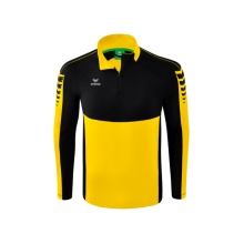 Erima Sport-Langarmshirt Six Wings Trainingstop (100% Polyester, Stehkragen, 1/2 Zip) gelb/schwarz Jungen