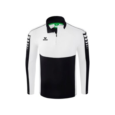 Erima Sport-Langarmshirt Six Wings Trainingstop (100% Polyester, Stehkragen, 1/2 Zip) schwarz/weiss Herren