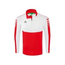 Erima Sport-Langarmshirt Six Wings Trainingstop (100% Polyester, Stehkragen, 1/2 Zip) rot/weiss Herren