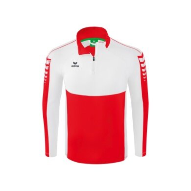 Erima Sport-Langarmshirt Six Wings Trainingstop (100% Polyester, Stehkragen, 1/2 Zip) rot/weiss Jungen