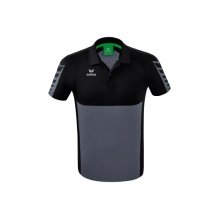 Erima Sport-Polo Six Wings (100% Polyester, schnelltrocknend, angenehmes Tragegefühl) grau/schwarz Herren