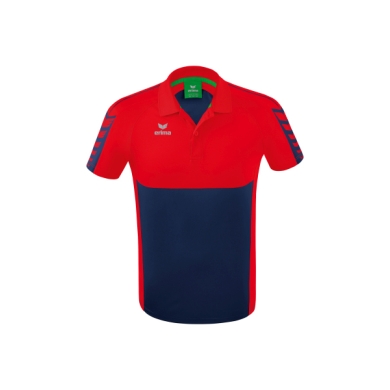 Erima Sport-Polo Six Wings (100% Polyester, schnelltrocknend, angenehmes Tragegefühl) navyblau/rot Herren