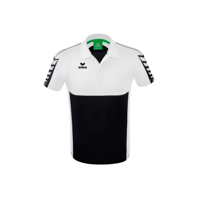 Erima Sport-Polo Six Wings (100% Polyester, schnelltrocknend, angenehmes Tragegefühl) schwarz/weiss Herren