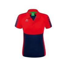 Erima Sport-Polo Six Wings (100% Polyester, taillierter Schnitt, schnelltrocknend) navyblau/rot Damen