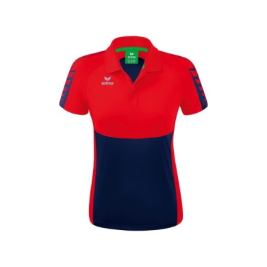 Erima Sport-Polo Six Wings (100% Polyester, taillierter Schnitt, schnelltrocknend) navyblau/rot Damen