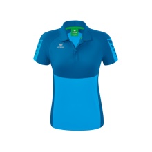 Erima Sport-Polo Six Wings (100% Polyester, taillierter Schnitt, schnelltrocknend) curacaoblau Damen