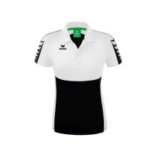 Erima Sport-Polo Six Wings (100% Polyester, taillierter Schnitt, schnelltrocknend) schwarz/weiss Damen