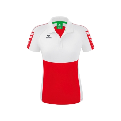 Erima Sport-Polo Six Wings (100% Polyester, taillierter Schnitt, schnelltrocknend) rot/weiss Damen