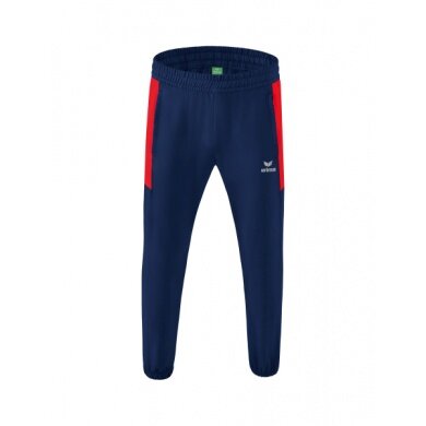 Erima Präsentationshose Team lang (100% Polyester, leicht, moderner schmaler Schnitt) navyblau/rot Jungen