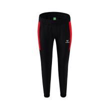 Erima Präsentationshose Team lang (100% Polyester, leicht, moderner schmaler Schnitt) schwarz/rot Damen