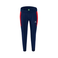 Erima Präsentationshose Team lang (100% Polyester, leicht, moderner schmaler Schnitt) navyblau/rot Damen