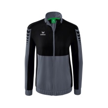 Erima Präsentationsjacke Six Wings (100% Polyester, Stehkragen, taillierter Schnitt) grau/schwarz Damen