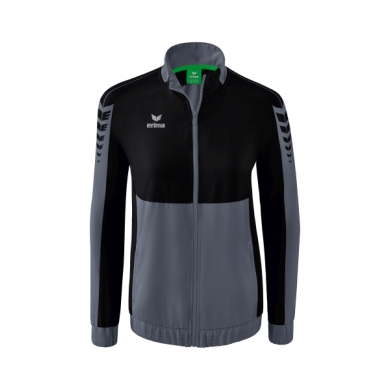 Erima Präsentationsjacke Six Wings (100% Polyester, Stehkragen, taillierter Schnitt) grau/schwarz Damen