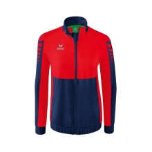 Erima Präsentationsjacke Six Wings (100% Polyester, Stehkragen, taillierter Schnitt) navyblau/rot Damen