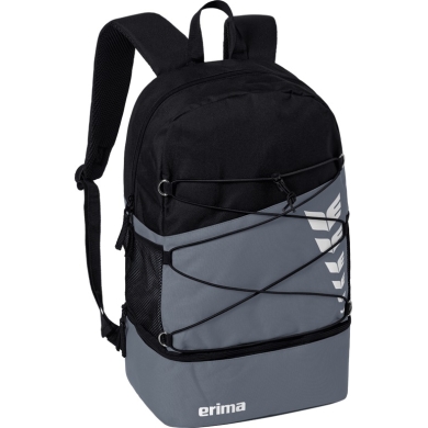 Erima Rucksack Six Wings - Multifunktionsrucksack mit Doppel-Reißverschluss - grau/schwarz