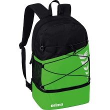 Erima Rucksack Six Wings - Multifunktionsrucksack mit Doppel-Reißverschluss - grün/schwarz