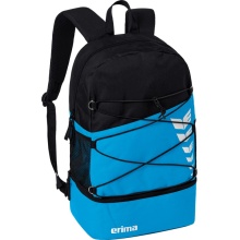 Erima Rucksack Six Wings - Multifunktionsrucksack mit Doppel-Reißverschluss - curacaoblau/schwarz