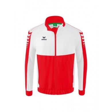 Erima Präsentationsjacke Six Wings (100% Polyester, Stehkragen, ohne Innenfutter) rot/weiss Jungen