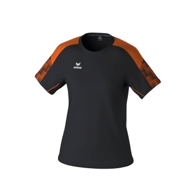 Erima Sport-Shirt Evo Star (100% rec. Polyester, leicht) schwarz/orange Damen