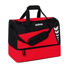 Erima Sporttasche Six Wings mit Bodenfach (Größe L - 94,5 Liter) rot/schwarz 60x35x45cm