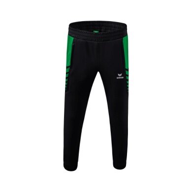 Erima Traingshose Six Wings Worker lang (100% Polyester, sportliche Passform) schwarz/smaragd Jungen