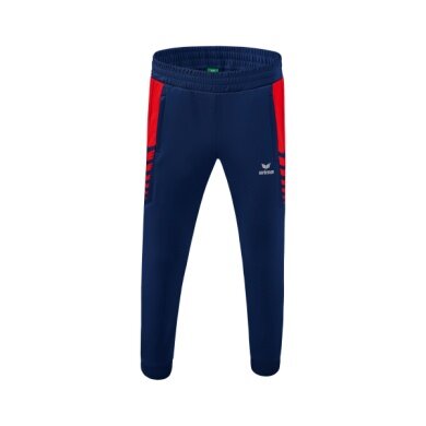 Erima Traingshose Six Wings Worker lang (100% Polyester, sportliche Passform) navyblau/rot Jungen