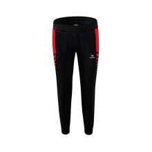 Erima Traingshose Six Wings Worker lang (100% Polyester, sportliche Passform) schwarz/rot Damen